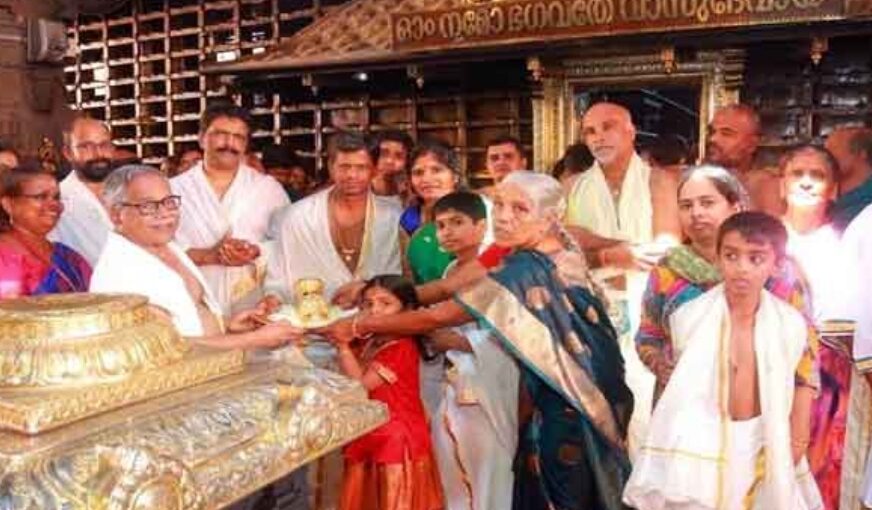 ഗുരുവായൂരപ്പന് 36 പവൻ തൂക്കം വരുന്ന സ്വർണക്കിരീടം സമർപ്പിച്ച് തമിഴ്‌നാട് സ്വദേശി കുലോത്തുംഗന്‍