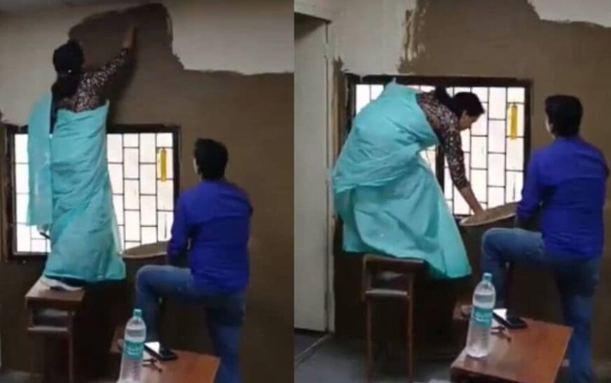 ചൂട് കുറയ്ക്കാൻ കോളേജിന്റെ ചുമരിൽ പ്രിൻസിപ്പൽ ചാണകം തേച്ചു; കോളേജിലെ വിദ്യാർത്ഥിയുടെ നിർദ്ദേശത്തെ തുടർന്നെന്ന് വിശദീകരണം