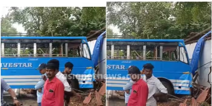 സ്വകാര്യ ബസ് വീട്ടിലേക്ക് ഇടിച്ചു കയറി; അപകടത്തിൽ ഡ്രൈവർക്ക് പരുക്കേറ്റു