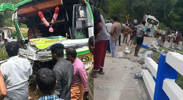 ഇടുക്കിയിൽ വിനോദ് സഞ്ചാരികളുടെ ബസ് അപകടത്തിൽപെട്ട് ഇരുപതോളം പേർക്ക് പരിക്ക്