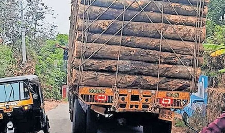 തടിലോറികൾ അമിത ഭാരവും, ലോറിക്കു പുറത്തേക്ക് തടികൾ തള്ളിനിൽക്കുന്നതും ഒഴിവാക്കണമെന്ന് എ൯ഫോഴ്സ്മെന്റ് ആ൪.ടി.ഒ