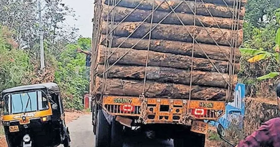 തടിലോറികൾ അമിത ഭാരവും, ലോറിക്കു പുറത്തേക്ക് തടികൾ തള്ളിനിൽക്കുന്നതും ഒഴിവാക്കണമെന്ന് എ൯ഫോഴ്സ്മെന്റ് ആ൪.ടി.ഒ