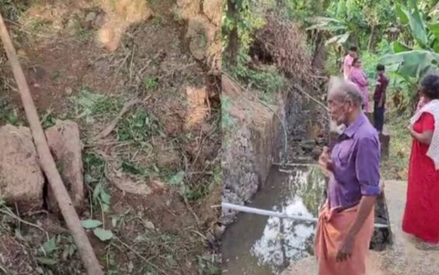 തോട്ടിലുണ്ടായിരുന്ന ചാക്കുകെട്ട് വലിച്ചെടുക്കുന്നതിനിടെ പൊട്ടിത്തെറി