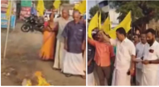 പാ​ല​ക്കാ​ട്ട് സാ​ദി​ഖ​ലി ത​ങ്ങ​ളു​ടെ കോ​ലം ക​ത്തി​ച്ച് എ​സ്എ​ൻ​ഡി​പി പ്ര​വ​ർ​ത്ത​ക​ർ