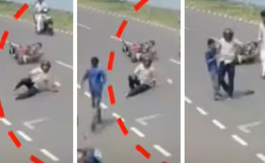പൊന്നാനിയിൽ ബൈക്ക് യാത്രികനെ സഹായിക്കാൻ ഓടിയെത്തിയത് ഒരു കൊച്ചു കുട്ടി