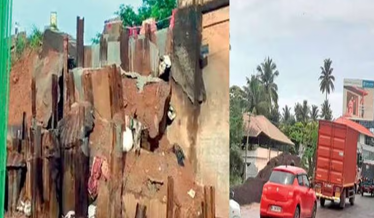 ചവറ പാലത്തിന്റെ കോണ്‍ക്രീറ്റ് ഭിത്തി അടര്‍ന്നുവീണു