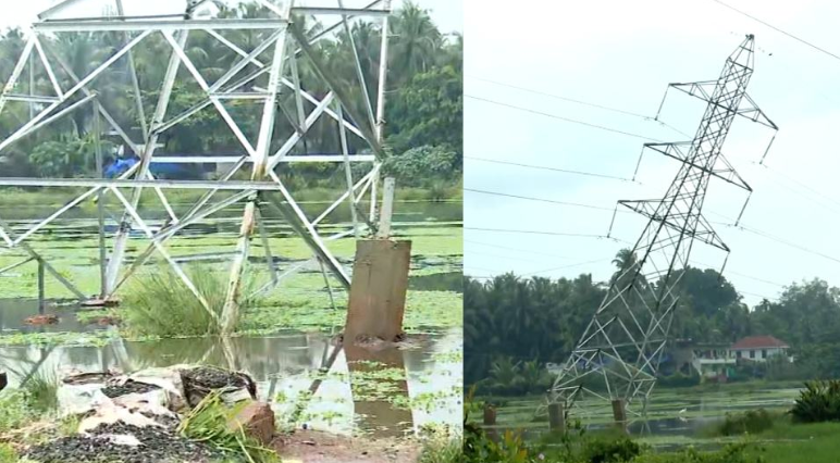 കോഴിക്കോട് നല്ലളത്ത് 110 കെ വി ലൈൻ ടവർ ചെരിഞ്ഞു