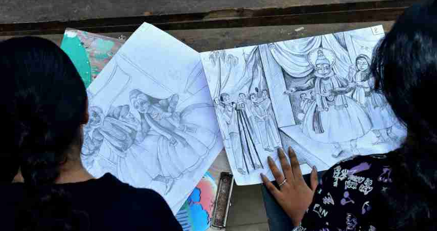 എന്റെ കേരളം ; തനത് കലകള്‍ ക്യാന്‍വാസില്‍ പകര്‍ത്തി വിദ്യാര്‍ത്ഥികള്‍