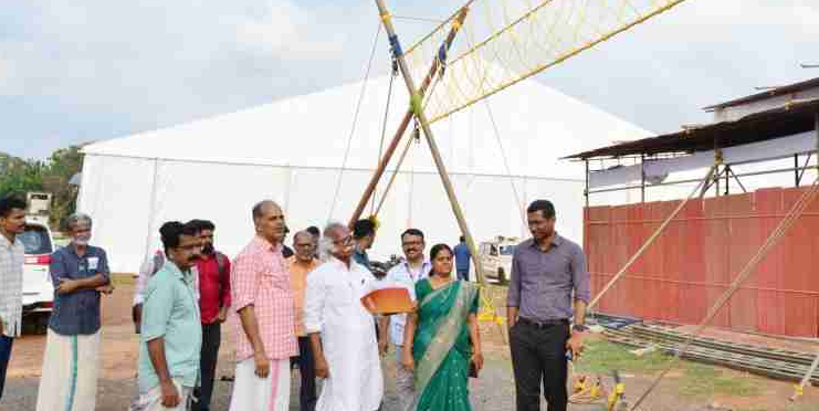 എന്റെ കേരളം ; പന്തലിന്റെ നിര്‍മാണ പുരോഗതി മന്ത്രി വിലയിരുത്തി