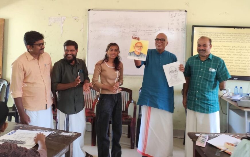 കലായിടം’ ദൃശ്യകല പരിശീലനം: ജീവിതം വരയ്ക്കാൻ പഠിപ്പിച്ച് മുരളി ചീരോത്ത്, അത്യാഹ്ലാദത്തിൽ കുട്ടികൾ