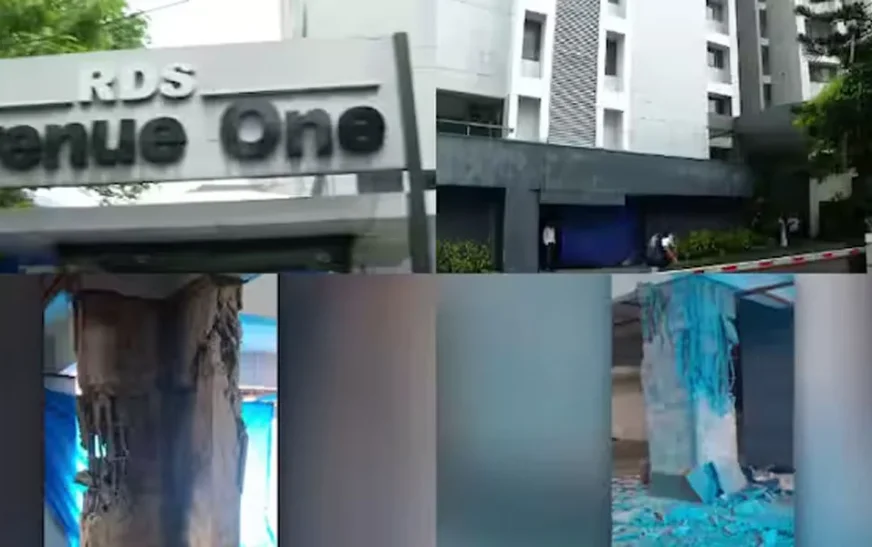 എറണാകുളം പനമ്പള്ളി നഗറിൽ ഫ്ലാറ്റിന്‍റെ പില്ലര്‍ തകര്‍ന്നു