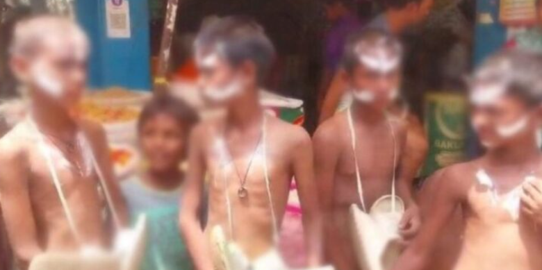 വി​ദ്യാ​ർ​ഥി​ക​ളെ പ​ര​സ്യ​മാ​യി ന​ഗ്ന​രാ​ക്കി ചെ​രി​പ്പ് മാ​ല​യ​ണി​യി​ച്ചു