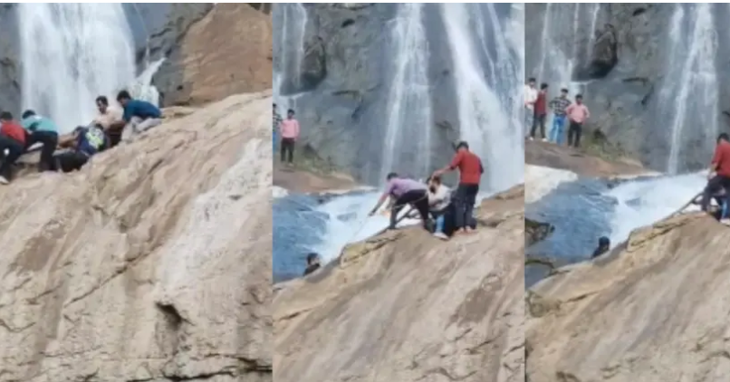 വെള്ളച്ചാട്ടത്തിൽ കുടുങ്ങിയ വിനോദസഞ്ചാരിയെ രക്ഷപ്പെടുത്തി നാട്ടുകാർ