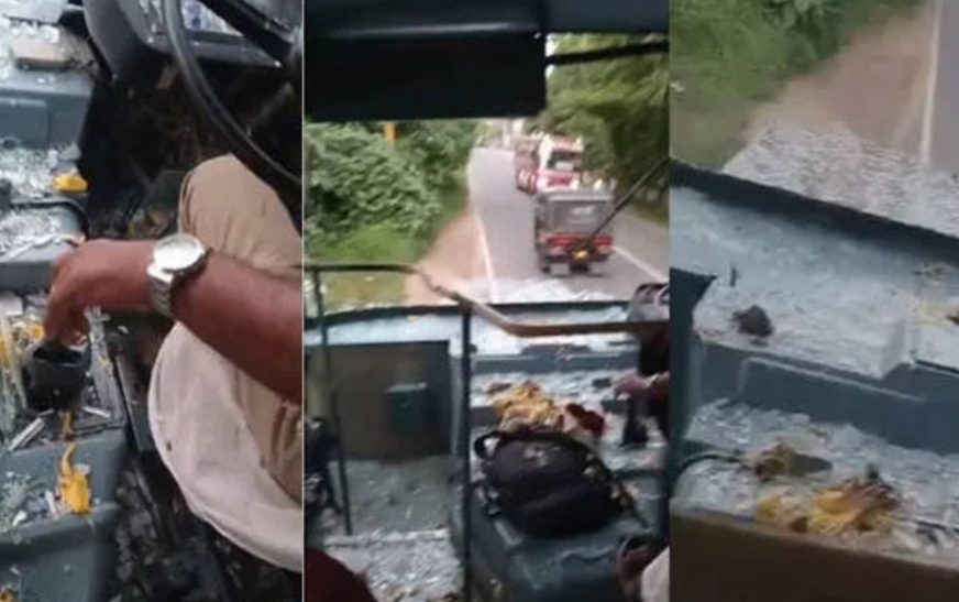 ഓടിക്കൊണ്ടിരുന്ന കെഎസ്ആർടിസി ബസിലേക്ക് ചക്ക വീണു; ഗ്ലാസ് പൂർണമായി തകർന്നു