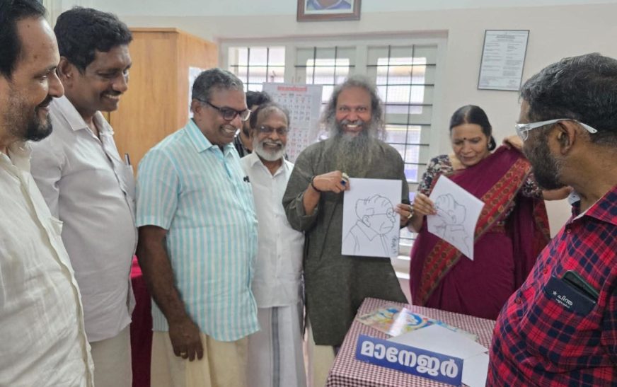 ഇ. എം. രാധയ്ക്കായി അച്ഛൻ ഇ. എം.എസിന്റെ നിമിഷചിത്രങ്ങൾ വരച്ച്  സ്മരണാഞ്ജലിയൊരുക്കി  ഡോ. ജിതേഷ്ജി