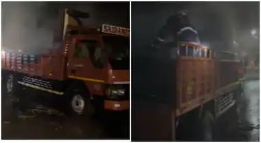 ബ്യൂട്ടി പാർലറിലെ സാധനങ്ങളുമായി പോയ ലോറിയ്ക്ക് തീപിടിച്ചു