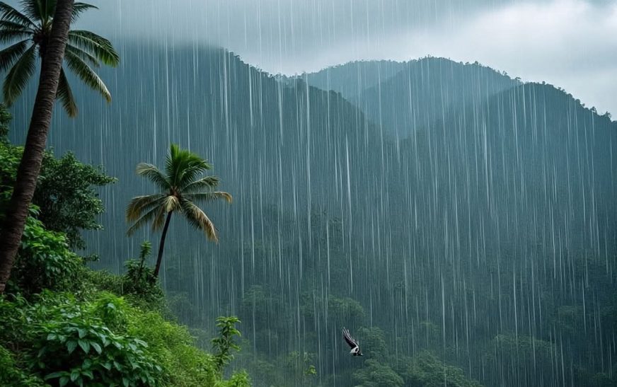 ഗുജറാത്ത്‌ തീരം മുതൽ വടക്കൻ കേരള തീരം വരെ തീരത്തോട് ചേർന്നുള്ള ന്യൂനമർദ പാത്തി സ്ഥിതിചെയ്യുന്നു