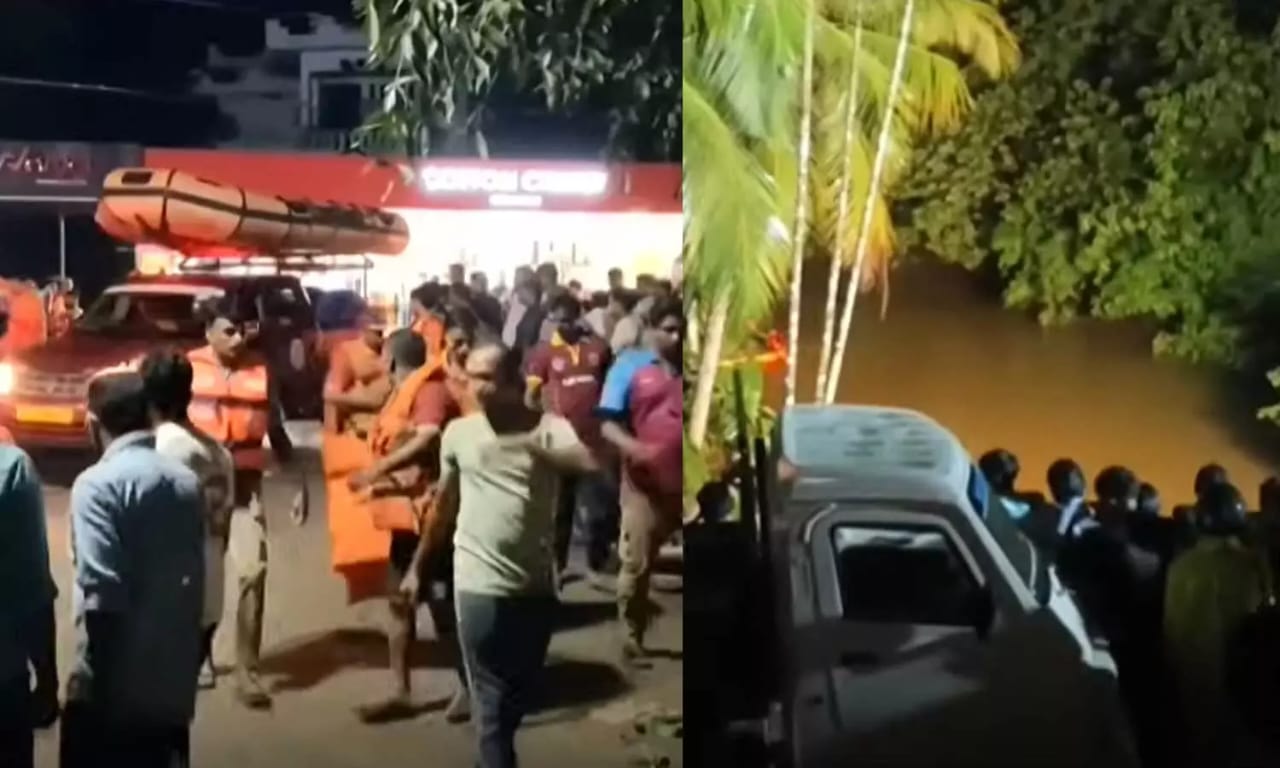 കാറിടിച്ച് ബൈക്ക് യാത്രികൻ തോട്ടിൽ വീണു.. വ്യാപക തിരച്ചിൽ