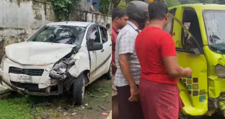 കാറും ഓട്ടോയും കൂട്ടിയിടിച്ച് രണ്ട് പേർക്ക് പരിക്ക്