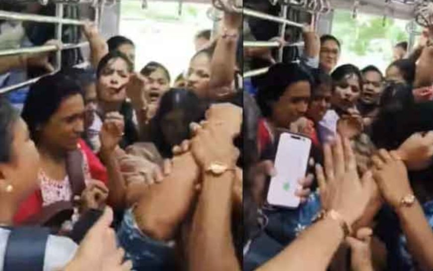 വനിതാ കമ്പാർട്ട്‌മെൻ്റിനുള്ളിൽ കൂട്ടത്തല്ല്
