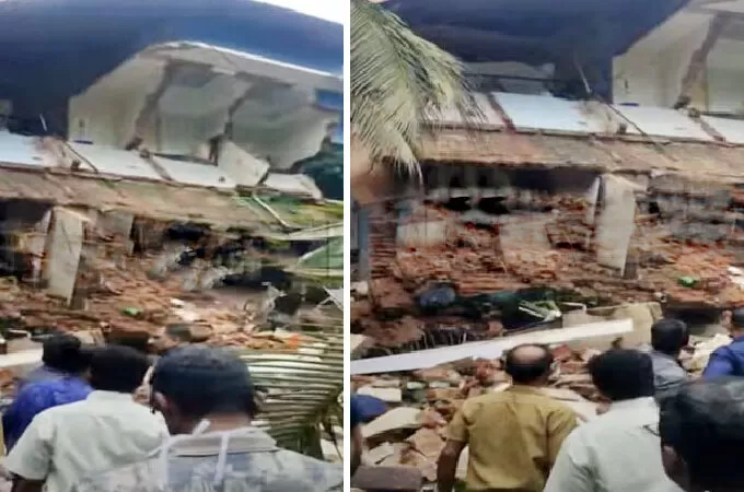 കോട്ടയം മെഡിക്കൽ കോളേജ് ആശുപത്രി കെട്ടിടം ഇടിഞ്ഞ് വീണു